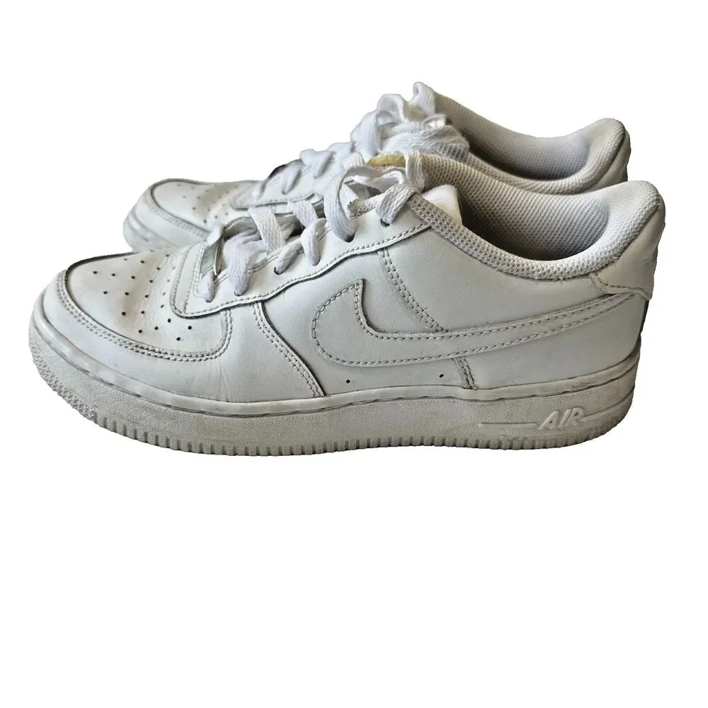 Nike Air Force One AF1 Low Youth Size 5.5Y Triple White Leather Shoes 314192-117